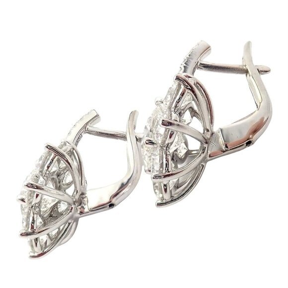 Authentic! T Foster & Co Platinum Flower 4.84ctw Diamond Stud Halo Earrings GIA - Picture 3 of 12